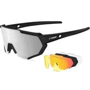 Polarized Sports Sunglasses with 5 Interchangeable Lenses,Mens Womens Cycling... - Picture 1 of 9