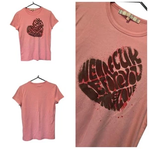 Vintage Y2K 2000s 00s FCUK Graphic Print Pink Baby Cute Tee T-Shirt Size L VGC - Picture 1 of 11