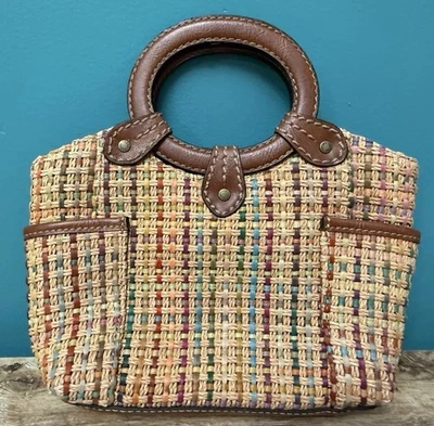 Fossil Genuine Classic 1954 Woven Rattan Bag Purse 50s 60s Housewife Trad Preppy - Image 1 of 4