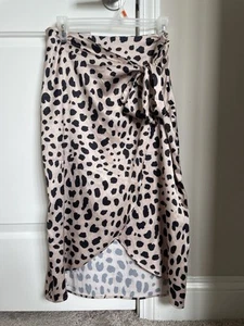 Nasty Gal Leopard Wrap Skirt Midi - Womens US 8 - Picture 1 of 3