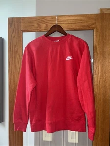 Nike Sportswear Club Men's Pullover  Crew Neck  - Red, Size M Embroidered Logo - Picture 1 of 6