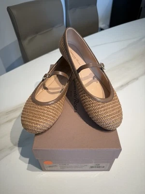 Bailarina plana Mary Jane marrón rafia Gianvito Rossi Carla marrón talla 38 $795 nueva en caja Foto 1 de 4