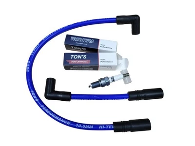 Kit de bujías y cables Ton's Blue 10 mm Harley Big Twin 99-17 FXD Dyna Softail Foto 1 de 4