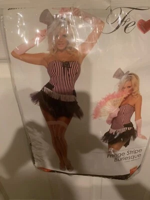 NUEVO SIN ETIQUETAS Disfraz Smiffy’s Flecos Rayas Burlesco Adulto Talla Pequeña Negro y Rosa Foto 1 de 4