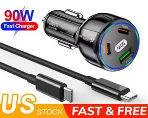 90W Fast Charging Type-C Car Charger For Samsung Galaxy S24 FE S23 S22 S21 Ultra - Picture 1 of 16