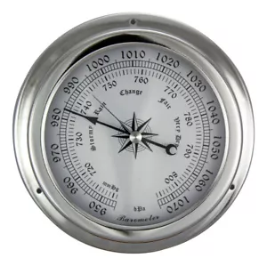 Barometer Nautik Messing vernickelt Ø=15cm Sea4You maritime Dekoration - Bild 1 von 1