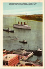 Quebec City Canada Le Port Harbour Harbor Ocean Liner Steamboats Postcard A91