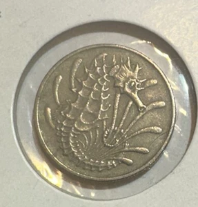 XF 10 Cents Singapore 1971 World Coin KM3 Seahorse Fish Asia - Picture 1 of 2