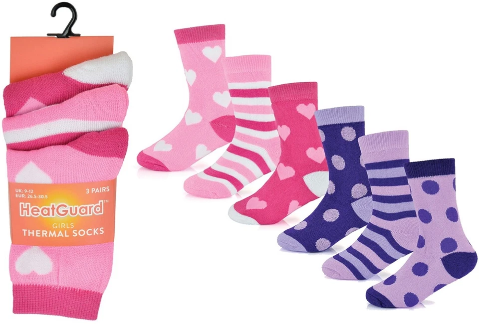 3 PAIRS of Girls Kids Cosy Warm HEATGUARD THERMAL SOCKS Winter Ladies Thick NEW