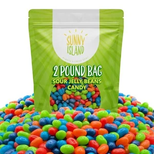 Sour Jelly Beans Candy | 2-Pound Pack | Assorted Zesty Fruit Flavors - Picture 1 of 6