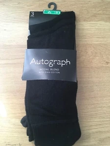 mens Ex M&S Autograph modal blend black 3 pack socks 10-12 - Picture 1 of 2