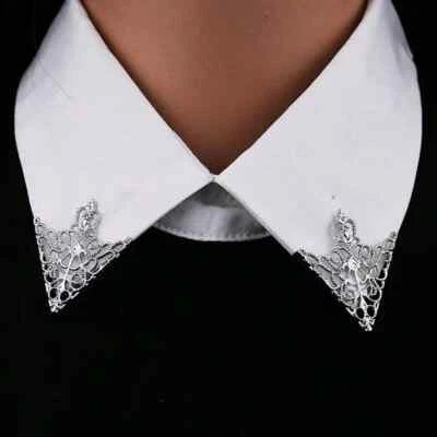 Fantastic Triangle Shaped Simple Shirt Collar Clip For Men's In Solid 935 Silver - Image 1 of 4