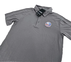 New York Islanders Fanatics NHL Pro Authentics Polo Mens LARGE L Gray NEW - Picture 1 of 10