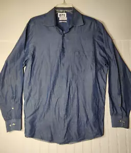 Camisa Calvin Klein Cambray Para Hombre Grande Azul Marino Abotonada Manga Larga Informal - Imagen 1 de 7