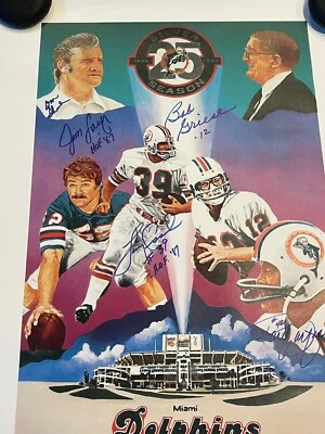 迈阿密海豚队签名 24x36 银季海报 5 名名人堂贝克特认证 — 第 1/4 张图片