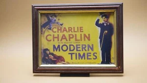 Vintage Charlie Chaplin “Modern Times” Framed Mini Poster 8x6cm Movie Art - Picture 1 of 7