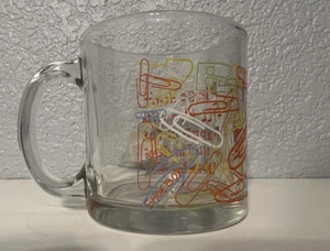 Shoebox Hallmark Coffee Cup Mug Clear Glass w/ Paper Clip Joke Office Humor, EUC - Picture 1 of 4
