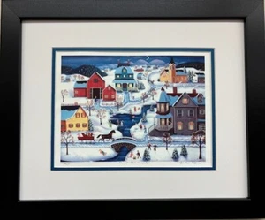 Steven Klein "A Winter Night" Hand Signed & # Primitive Town Framed Art NEW - Picture 1 of 4