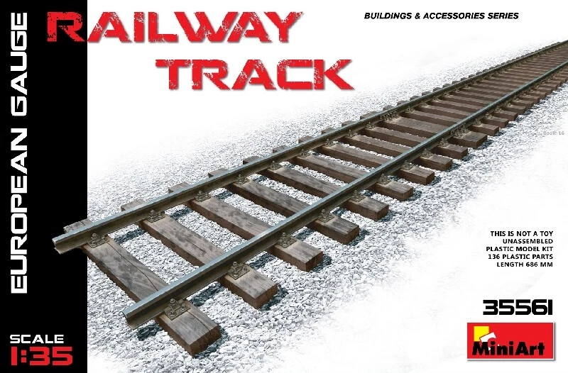 Railway Track. European Gauge Diorama Accessories 1:35 Plastic Model Kit MINIART - Immagine 1 di 1