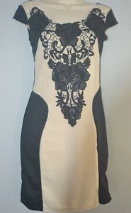BLACK AND BEIGE LACE DRESS SIZE S (RUNS SMALL) BY FACE N FACE - Picture 1 of 2