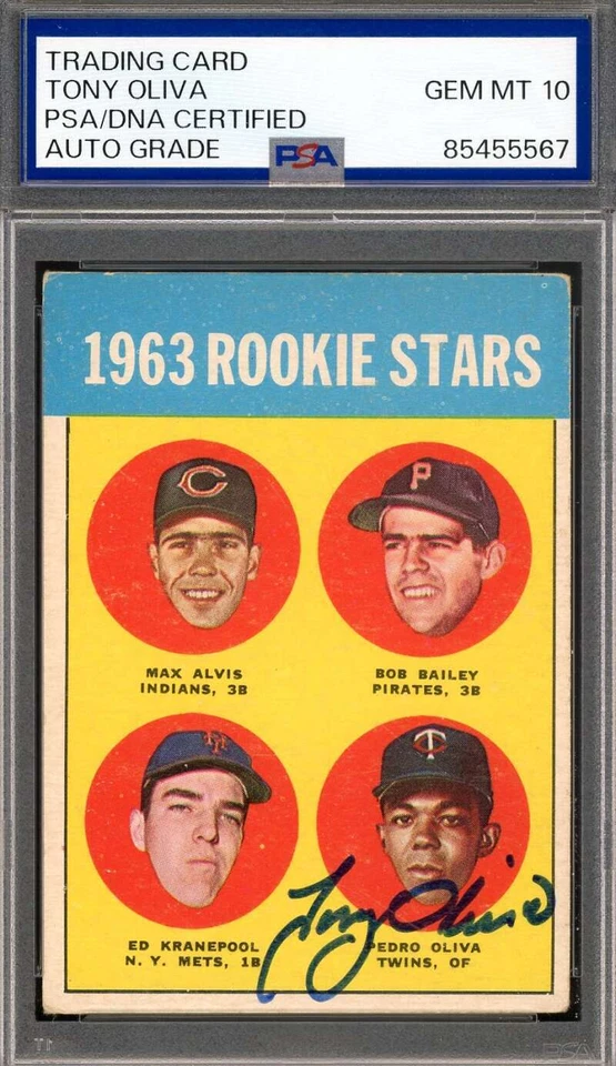 Tony Oliva Gem Mint 10 PSA DNA Signed 1963 Topps Rookie Autograph - Image 1 of 1