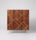 Swoon Jai Dark Brown Acacia & Brass Art Deco Storage Cabinet RRP £549