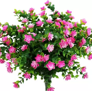 Artificial Flowers Outdoor Fake UV Resistant Plants Faux Plastic Greenery Shrubs - Picture 1 of 8