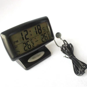 Auto LCD Digital Car Inside/Outside Thermometer Meter Clock LCD Display Black - Picture 1 of 10