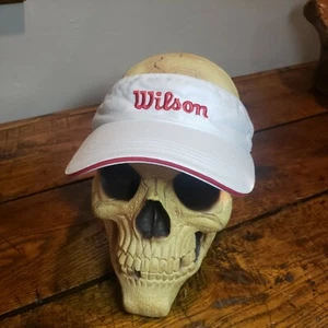 Vintage Wilson Tour Tennis Visor White Red Embroidered Logo NOS - Picture 1 of 10