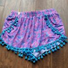 Simply southern s/m Pink sea turtle shorts  fringe