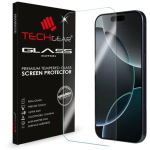 Genuine TECHGEAR TEMPERED GLASS Screen Protector for Apple iPhone 16 Pro Max - Picture 1 of 9