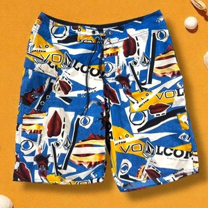 Volcom Slightly Removed Board Shorts Y2K Graphic Dog Lips All Over Print - Picture 1 of 8