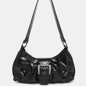 Y2K Brown Faux Leather Buckle Shoulder Bag | 2000s Retro Handbag | Adjustable - Picture 1 of 10