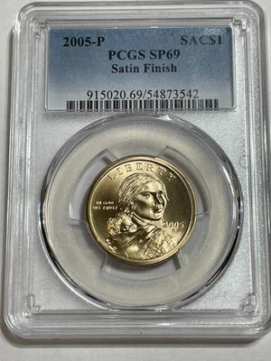 2005 P Sacagawea Dollar $1 PCGS SP69 Satin Finish - Image 1 of 2
