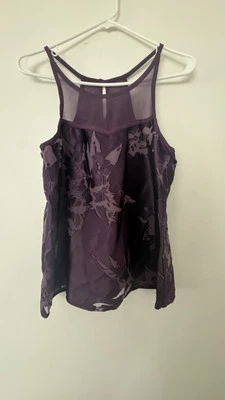 American Eagle Y2K Plum Floral Print Racerback Tank Size S NWT - Изображение 1 из 4