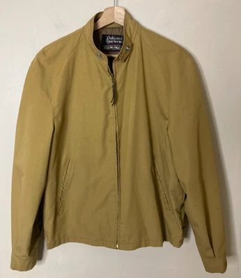 Vintage Sears Oakbrook Mod Harrington Jacket Brown Men’s M Racing Stripe Lined - Image 1 of 4