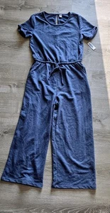 Old Navy Women Jumpsuit Medium Blue Poly Blend Pockets Pants NWT ~Spring Summer - Picture 1 of 7