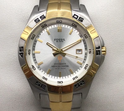 Reloj Fossil Hombre 41mm Dos Tonos Plata Oro Fecha UMC El Paso Batería Nueva 8" Foto 1 de 4