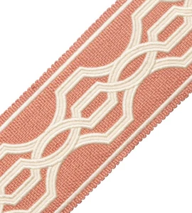 Samuel & Sons Tape Trim- Veranda Linen Applique Border / Antique Coral 2.50 yds - Picture 1 of 1