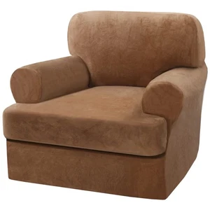 Stretch T Cushion Sofa Slipcover 2 Pieces Sofa Covers Thick Velvet Couch Cove... - Picture 1 of 6