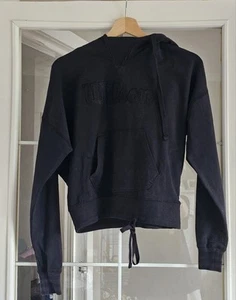 Embroidered Wilson Cropped Adjustable Black Hoodie Size XS - Picture 1 of 6