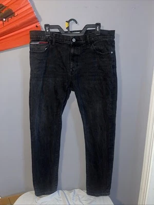 Tommy Hilfiger Jeans Mens 36x31 Black Dark Wash Slim Stretch Denim Tag 36x32 - Image 1 of 4