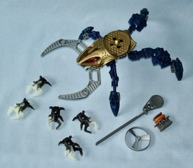 Lego Bionicle VISORAK - Gold Makuta Rahi Spider with 5 Glow in the Dark Spiders