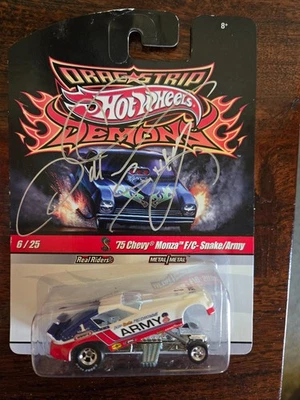 Hot Wheels Drag Strip Demons Signed 1975 Chevy Monza F/C Snake /Army - Image 1 of 4