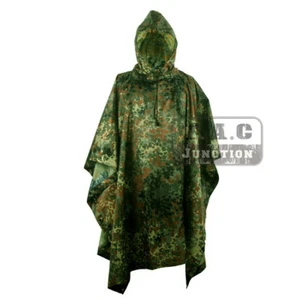 MultiUse Rip Stop Waterproof Rain Poncho Tarp Shelter Tent - Flecktarn - Picture 1 of 12