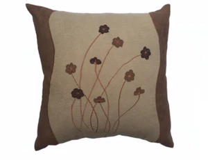 4x Faux suede beige brown chocolate Floral Cushion Covers or Cushions - Picture 1 of 1