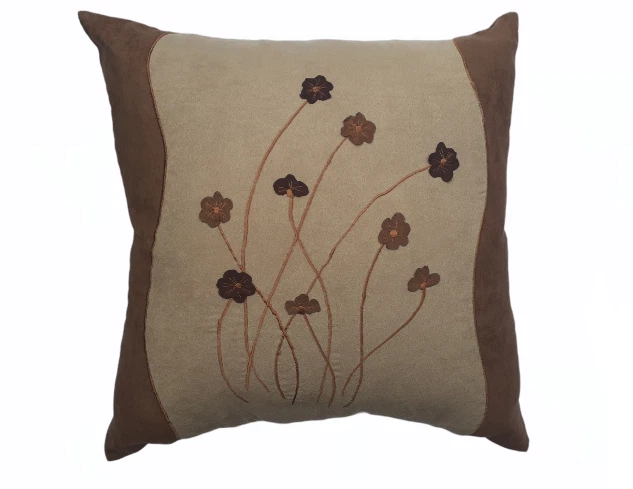 4x Faux suede beige brown chocolate Floral Cushion Covers or Cushions - Image 1 of 1