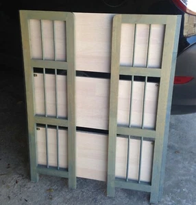 Retro Shelving Unit Solid Wood Quality soft Easy Clean Green/Beige 38x30x12in - Picture 1 of 9