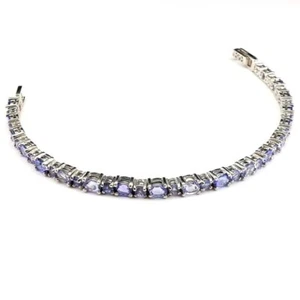 Shola Auténtico Natural Azul Violeta Tanzanita Pulsera Plata Esterilina B128 - Imagen 1 de 4