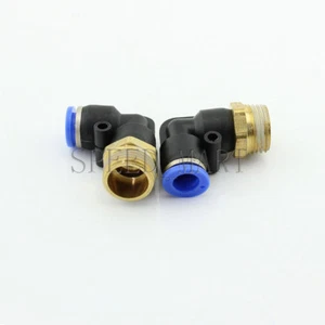 1/2 BSPT hilo macho 90 grados tubo de codo accesorios rápidos neumático 10 mm PL10-04 - Imagen 1 de 3
